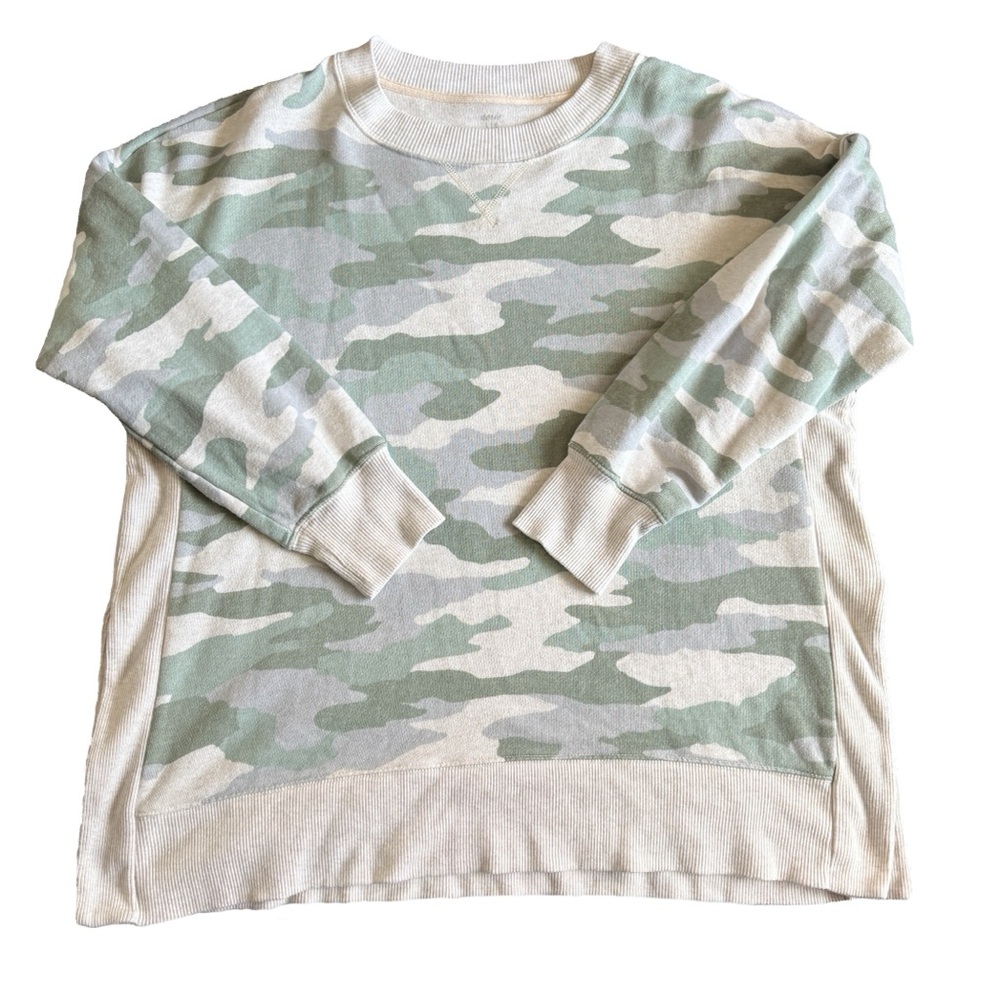 Aerie Camo Women’s Crewneck Pullover Split Side Sweatshirt